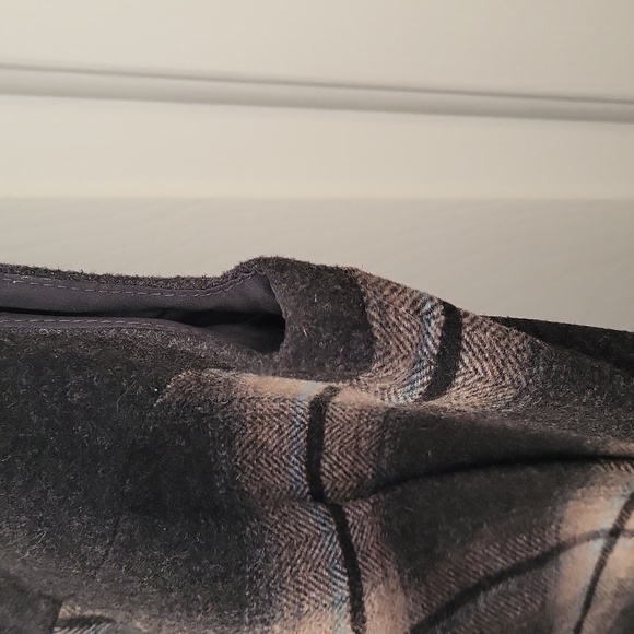 NWOT Banana Republic Gray, Beige, and Baby Blue Plaid Wool Shift Dress, Size 4 - Picture 6 of 10